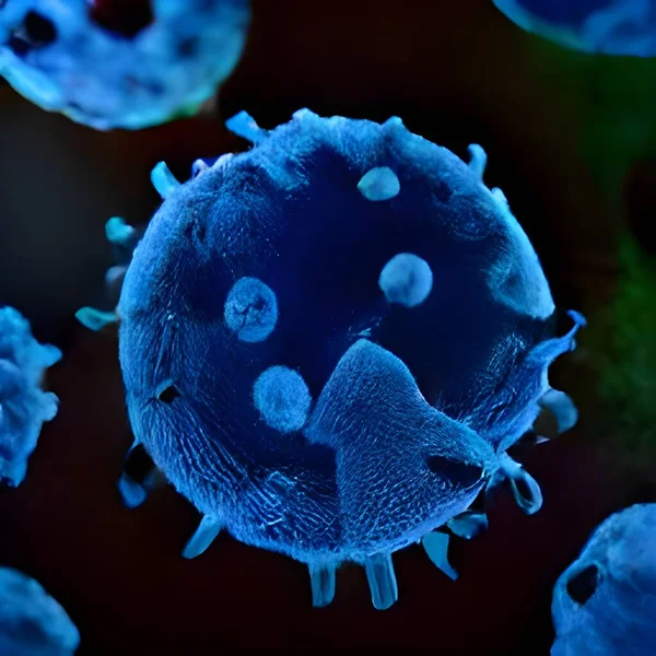 Μικροσκοπική Άποψη Των Κυττάρων Του Ιού Της Γρίπης Που Επιπλέουν — Φωτογραφία Αρχείου