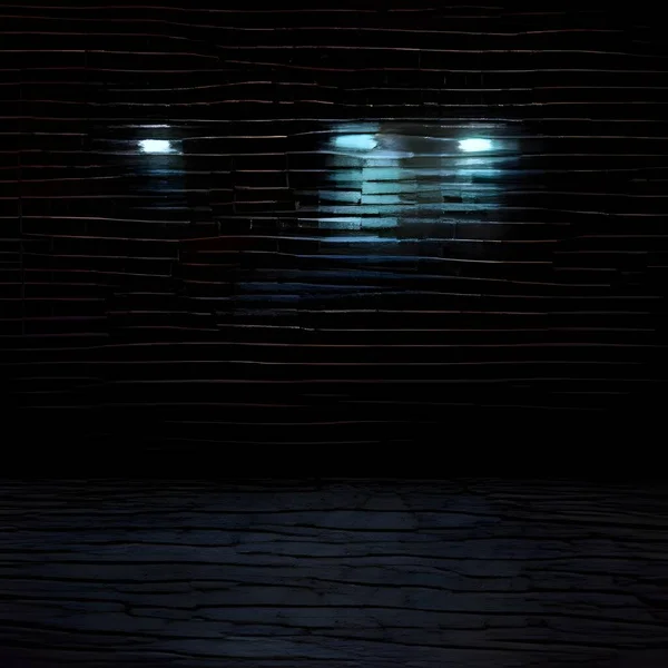ネオン壁シーン空とスポットライトオンレンガの壁 — ストック写真