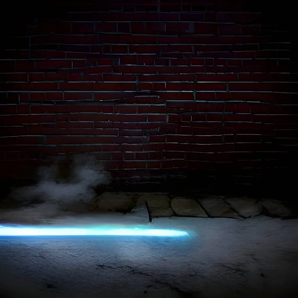 Brick wall, background, blue neon light