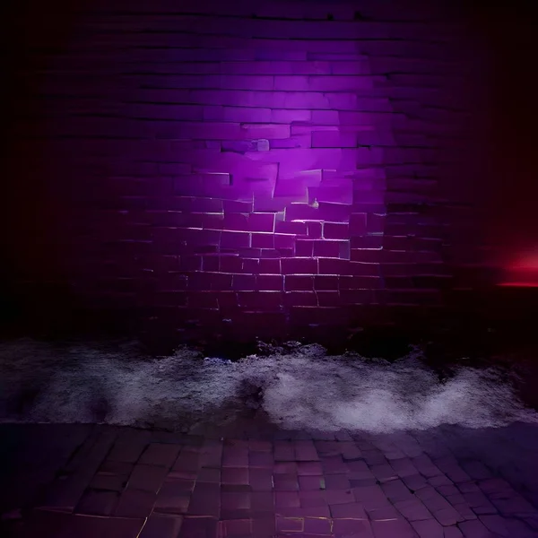 Boş Duvar Arkaplanı Bodrum Katı Neon Işığı — Stok fotoğraf