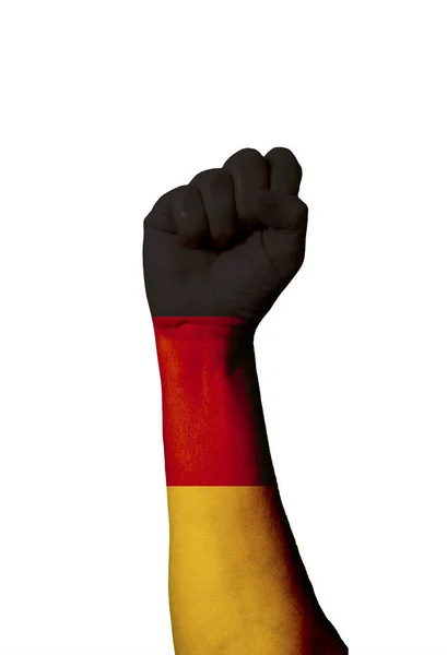 Tysklands Flagga Målad Mänsklig Näve Styrka Makt Koncept — Stockfoto