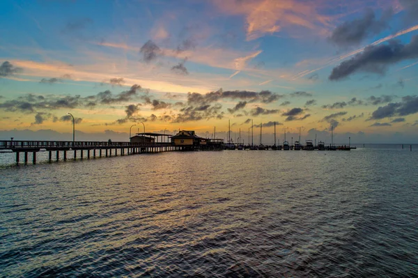 Quai Municipal Fairhope Alabama Coucher Soleil — Photo