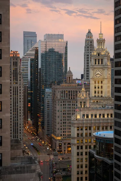 Άποψη Του Κτιρίου Wrigley Και Κέντρο Του Σικάγο — Φωτογραφία Αρχείου