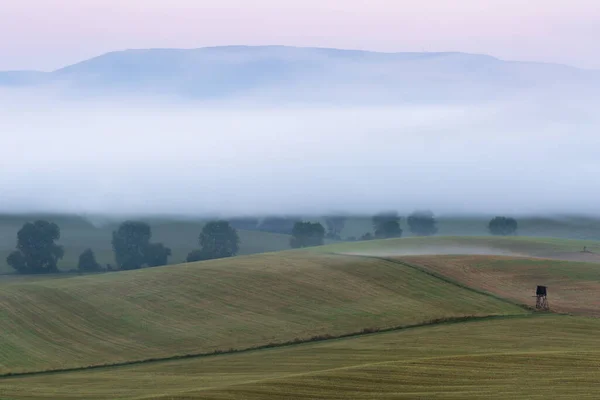 スロバキアのBela Duliceのフィールドでの朝の霧 — ストック写真