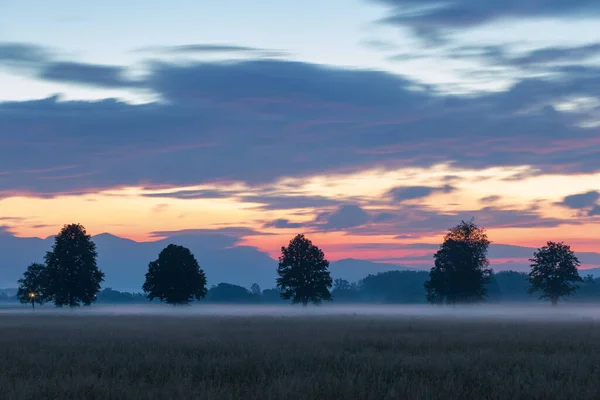 Ground Fog Blazovce Village Turiec Region Slovakia — Stock Photo, Image