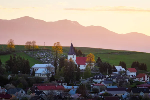 Mattina Villaggio Valca Nella Regione Turiec Slovacchia — Foto Stock