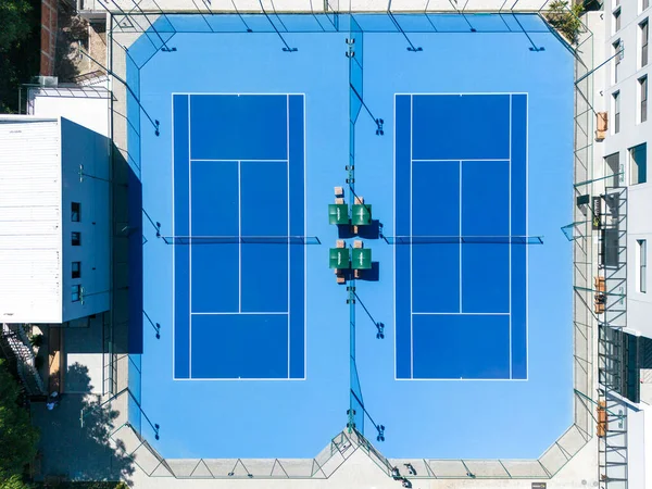 Красивий Вид Зверху Блакитний Тенісний Корт Білими Лініями — стокове фото