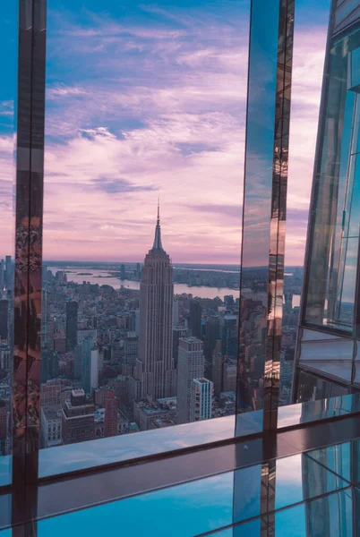 Fioletowy Fioletowy Kolor Widoki Panorama Nowy Jork — Zdjęcie stockowe