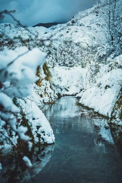 アンデスの凍った川は — ストック写真