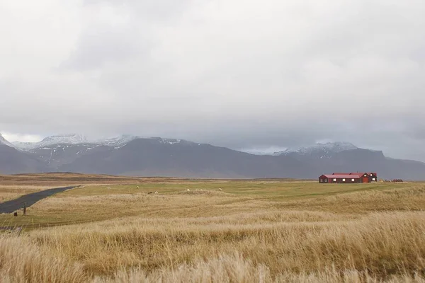 Campo Casa Vicino Alla Montagna — Foto Stock