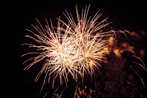 Close Colorful Fireworks Sky Night — Stock Photo, Image