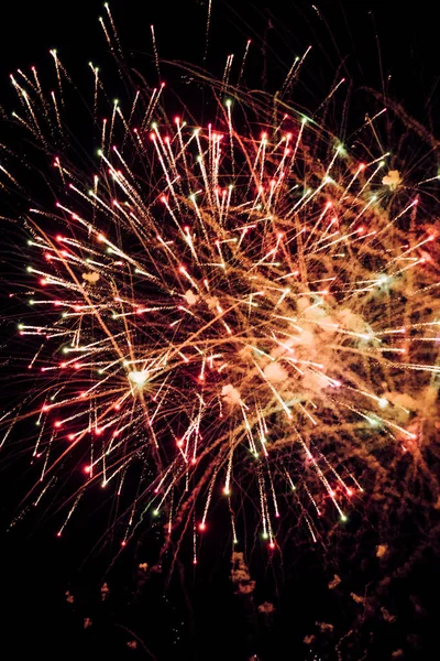 Close Colorful Fireworks Sky Night — Stock Photo, Image