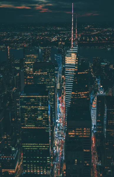Stad Skyline Nachts Uitzicht Straten New York Manhattan — Stockfoto