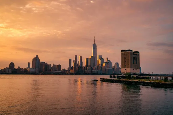 Panoramiczna Panorama Nowego Jorku Wschodzie Słońca — Zdjęcie stockowe