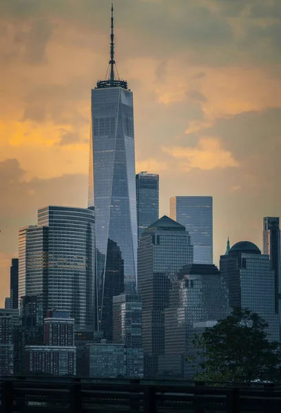 New York Skyline Vid Solnedgången Stora Äpple Skyskrapa Urban Klassisk — Stockfoto