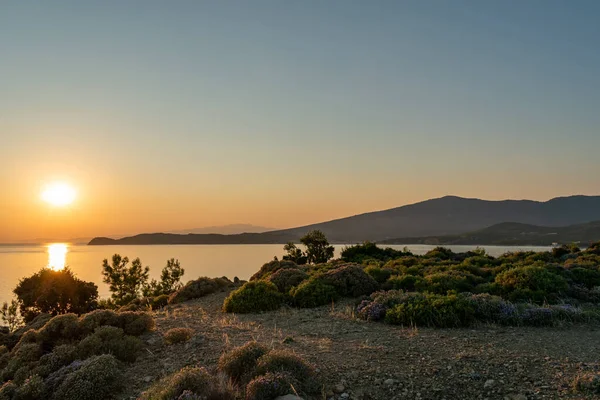 Prachtige Zonsondergang Thassos Griekenland — Stockfoto