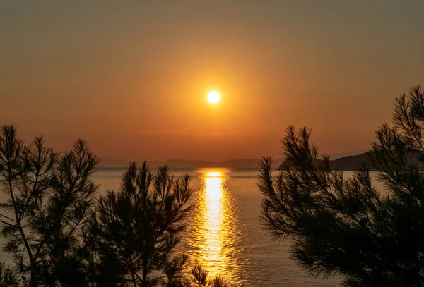 Hermosa Puesta Sol Tasos Grecia — Foto de Stock