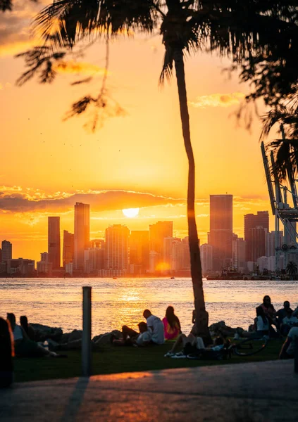 Sonnenuntergang South Point Park Miami Beach — Stockfoto