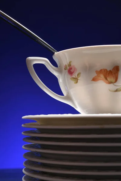 Чашка Чая Блюдца — стоковое фото