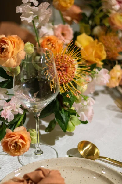 Bruiloft Locatie Bloemen Tafel Top Decoraties — Stockfoto