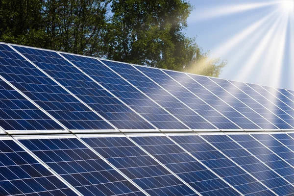 Sistemas Paneles Solares Generadores Energía Del Sol Como Fuente Energía —  Fotos de Stock