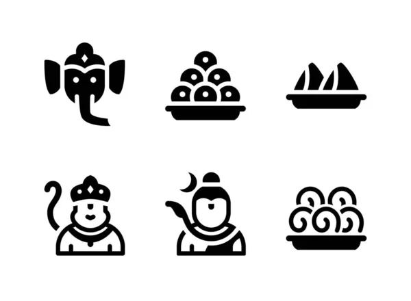 Einfaches Set Von Diwali Related Vector Solid Icons Enthält Symbole — Stockvektor