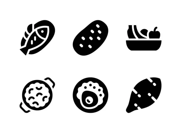 Sencillo Conjunto Alimentos Relacionados Con Vectores Iconos Sólidos Contiene Iconos — Vector de stock