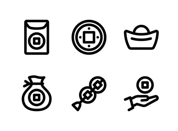 Einfaches Set Chinesischer Münzen Verwandte Vektor Linien Symbole Enthält Symbole — Stockvektor