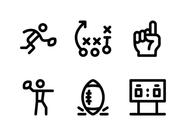 American Football Related Vector Line Icons 미국의 협회이다 참가자 그리고 — 스톡 벡터