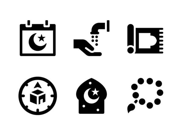 Einfaches Set Von Ramadan Verwandten Vektor Solid Icons Enthält Symbole — Stockvektor