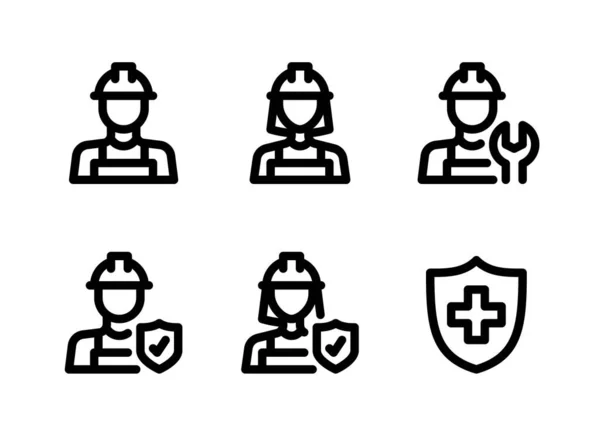 Simple Set Workers Related Vector Line Icons Contains Icons Worker — Stock Vector