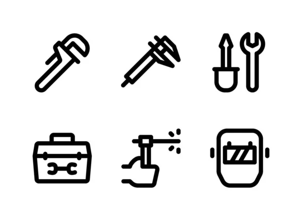 Simple Set Construction Tools Related Vector Line Icons Contains Icons — Stock Vector