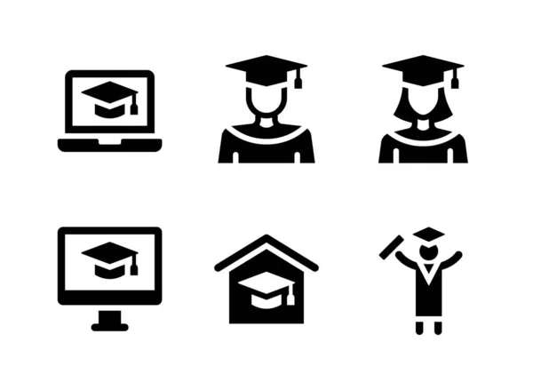 Simple Set Graduation Related Vector Solid Icon Содержит Иконы Виде — стоковый вектор