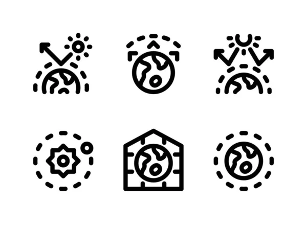 Einfaches Set Von Symbolen Für Vektorlinieneffekte Grünen Haus Enthält Symbole — Stockvektor