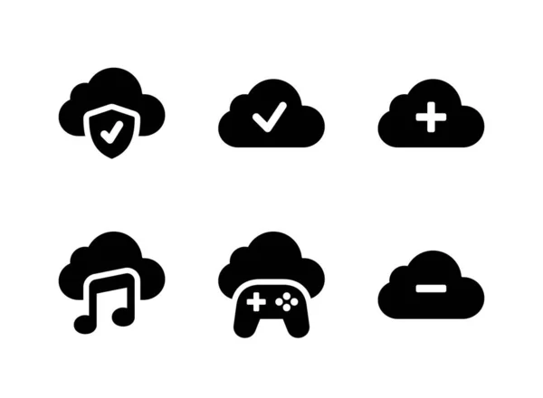 Egyszerű Készlet Cloud Computing Kapcsolódó Vektor Solid Icons Tartalmaz Ikonok — Stock Vector