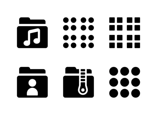 Einfaches Set Von Benutzeroberflächen Verwandten Vektor Solid Icons Enthält Symbole — Stockvektor