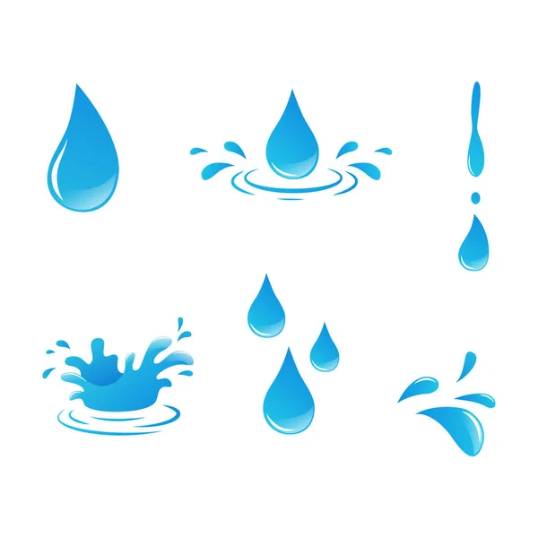 Conjunto Iconos Gota Agua Azul Aislado Fondo Blanco Ilustración Vectorial — Archivo Imágenes Vectoriales