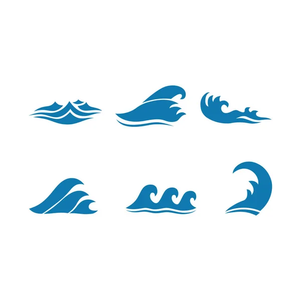 Набір Іконок Синіх Хвиль Ізольований Білий Фон Векторна Ілюстрація Ліцензійні Стокові Ілюстрації