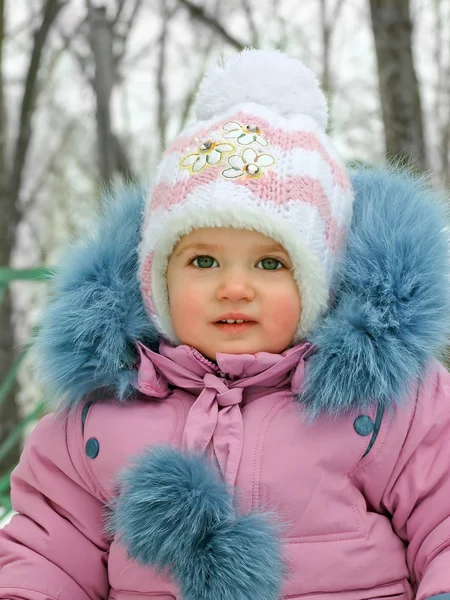 Baby in the winter time — Stock Photo, Image