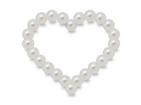 White pearls in a heart shape — Stock Photo, Image