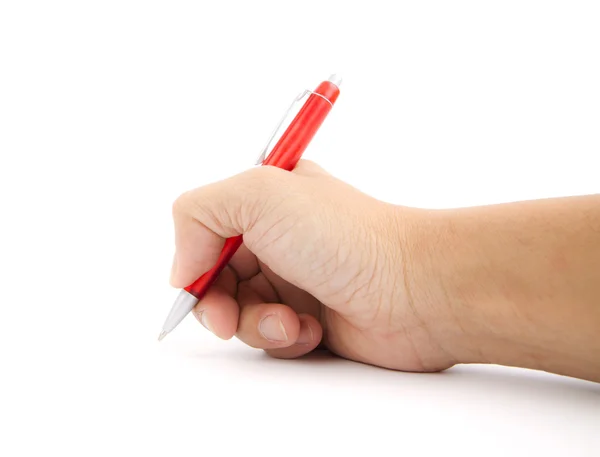 Mano sosteniendo una pluma. — Foto de Stock