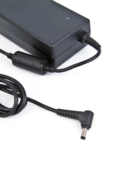 Laptop ac adapter geïsoleerd op wit — Stockfoto