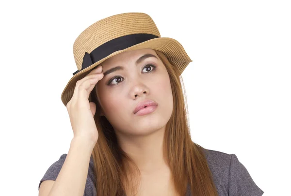 Hermosa mujer con sombrero — Foto de Stock