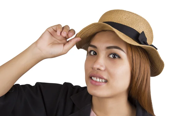 Hermosa mujer con sombrero — Foto de Stock