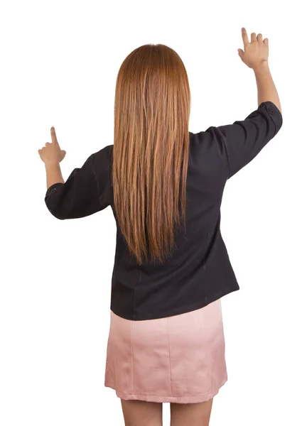 Zakelijke vrouwen zijn touch toetsen. — Stockfoto