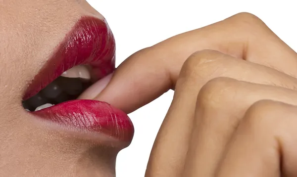 Vinger op lippen — Stockfoto