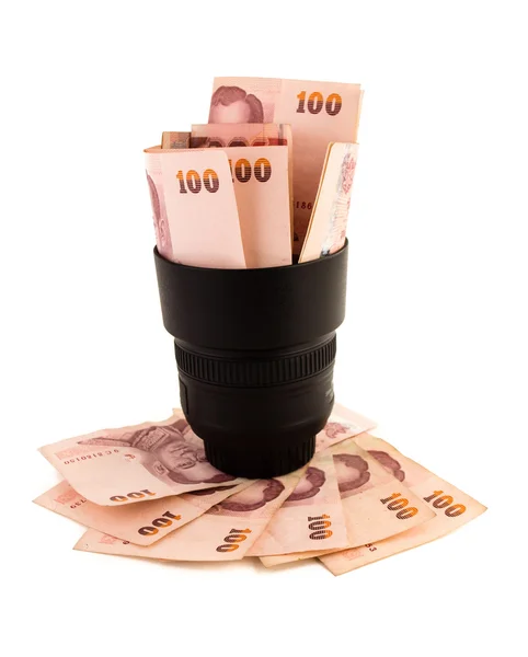 Objektiv a peníze — Stock fotografie