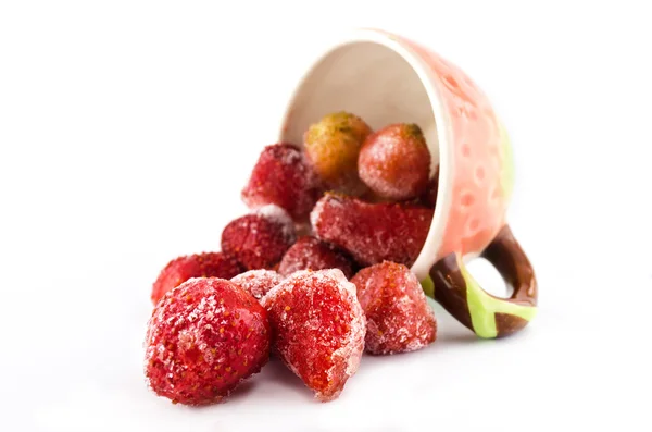 Freezed strawberry in strawberry cup — Stock Photo, Image