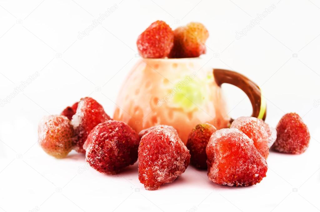 freezed strawberry and strawberry cup