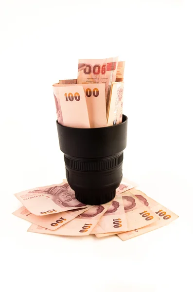 Objektif ve para — Stok fotoğraf